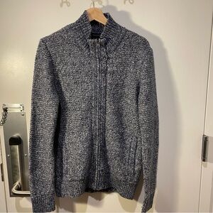 Banana Republic Blue and White Zip Up Wool Blend Sweater Size S